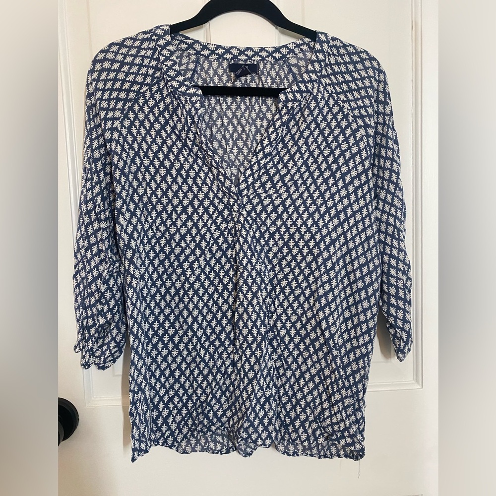 GAP Navy and White Geometric Blouse